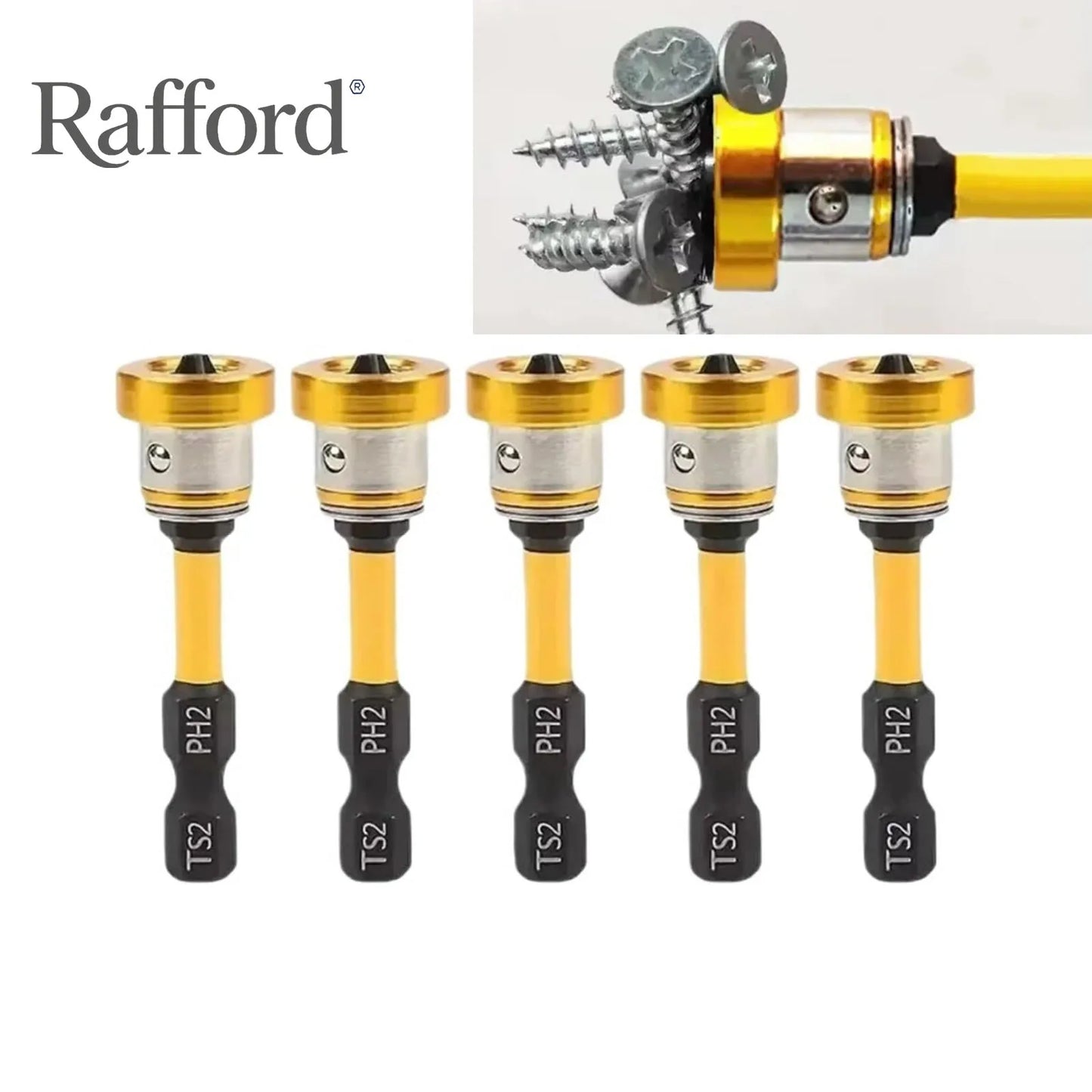 Rafford Magnetic Drywall Screwdriver Bit Set, 1/4" Hex Shank, Phillips Head for Hand/Power Drills, Rust-Resistant Plated Metal,