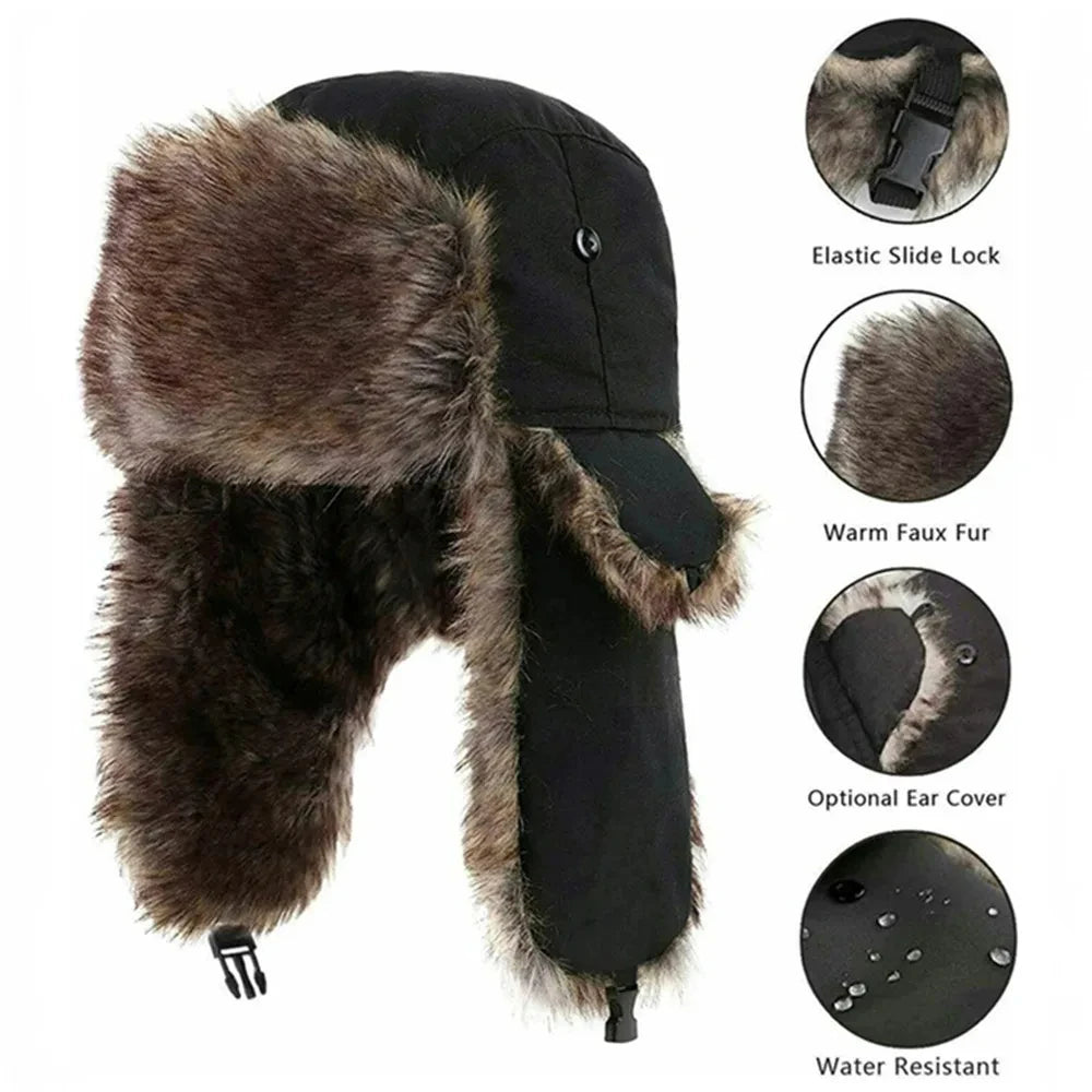 Faux Fur Trapper Hat with Ear Flaps, Ushanka