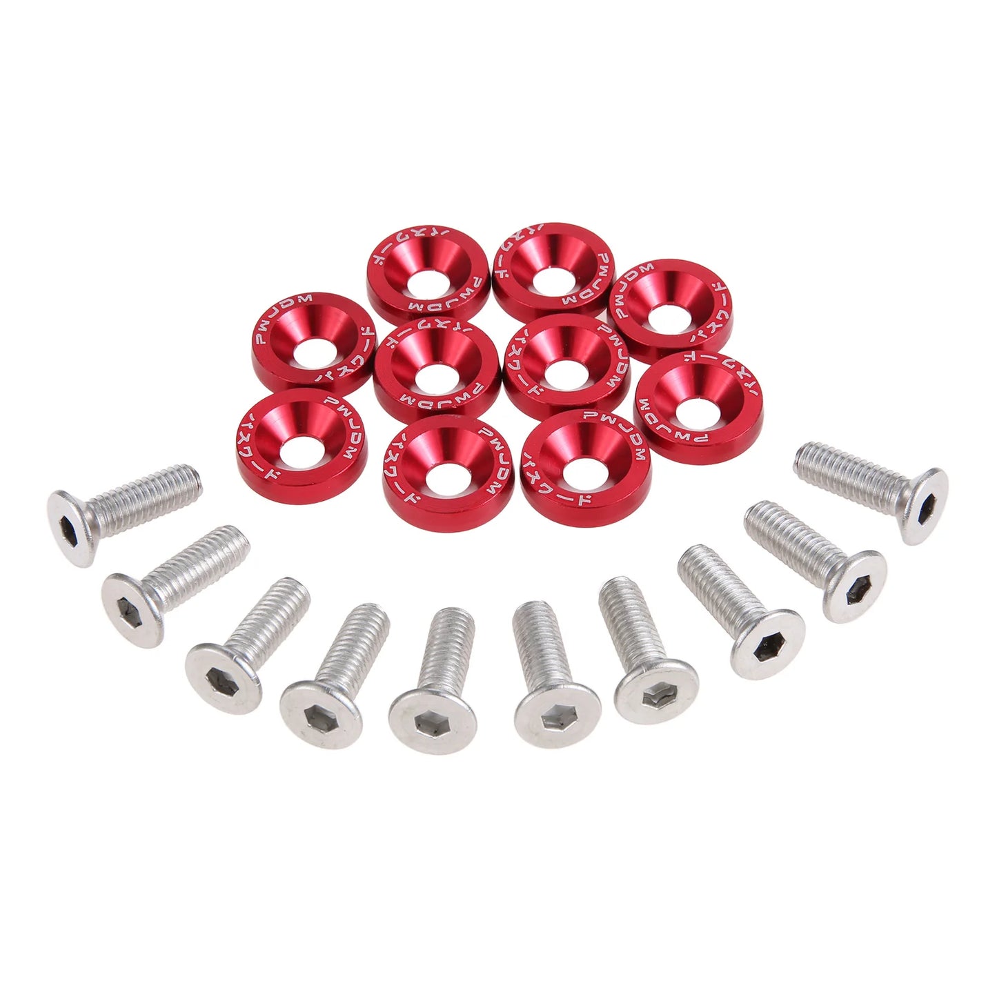M6 Anodized Aluminum Fender Screw Washers Bolts for Automobile Fender Headlight Bumper Car Modified Fasteners Aluminum