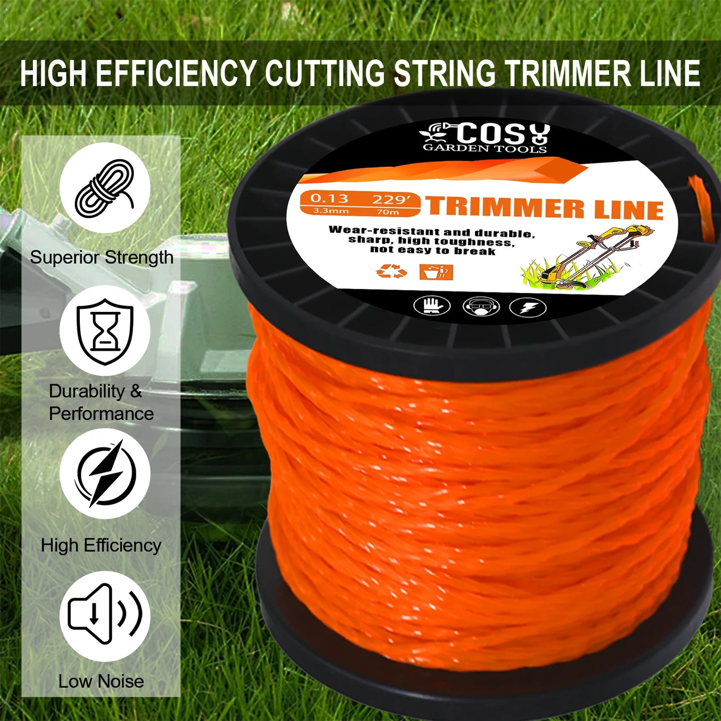 TSES 2.0~4.0mm Twisted Trimmer Line Heavy Duty Weed Whacker Line Weed Eater Line Strimmer Line for Lawn, Garden