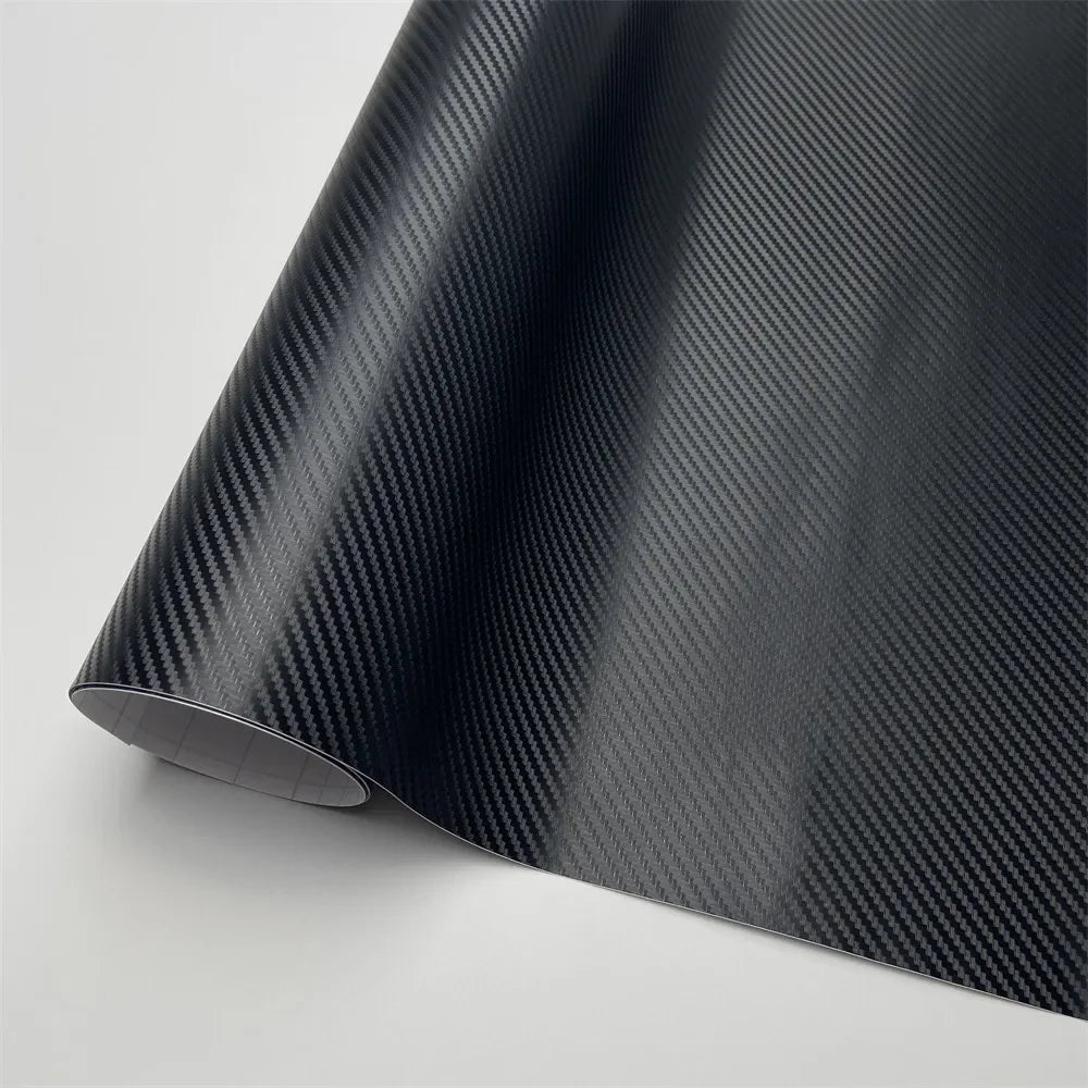 Black 3D Carbon Fiber Vinyl Car Styling Film Waterproof Adhesive Wrap for DIY Automotive Interior Exterior Decoration Sticker