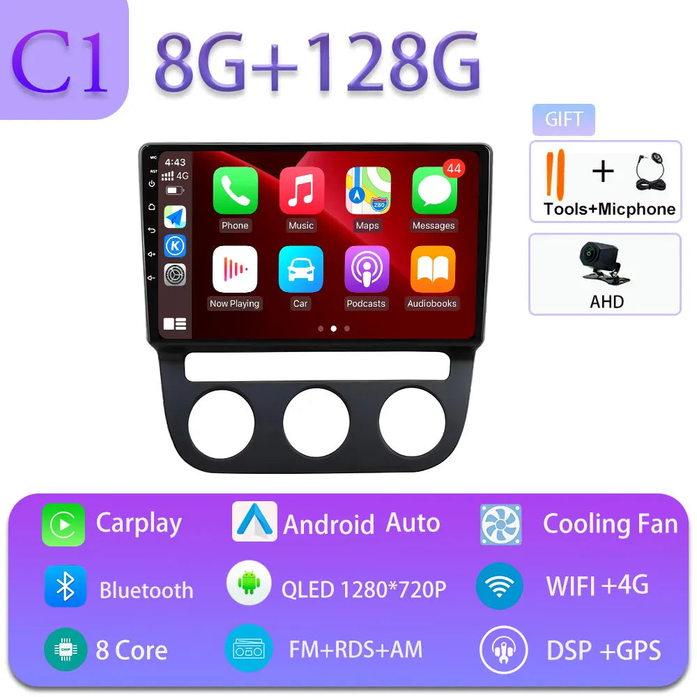 Android Car Stereo for VW Golf Mk5, Jetta GLI, Rabbit 1K (2006–2010) — CarPlay, Android Auto, GPS, 4G, WiFi