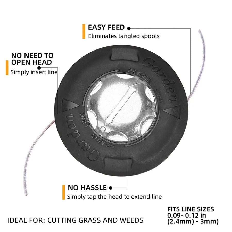 Black European Standard Trimmer Head, Mounting Hole M10X1.25Mm, More Durable Bearing Design, No Need to Open the Cover to Thread the Line, Light Pressure to Release the Line, High Temperature Resistant Design, Suitable for Ga