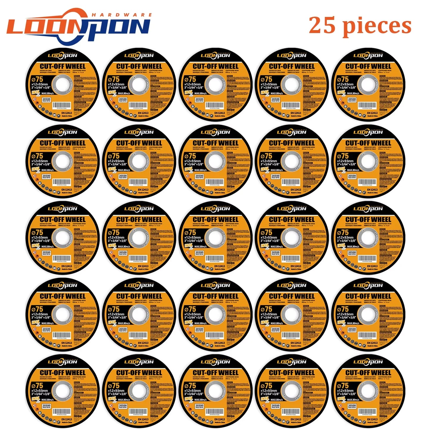 Loonpon 75mm Resin Cutting Discs — Angle Grinder Metal Cut-Off Wheels