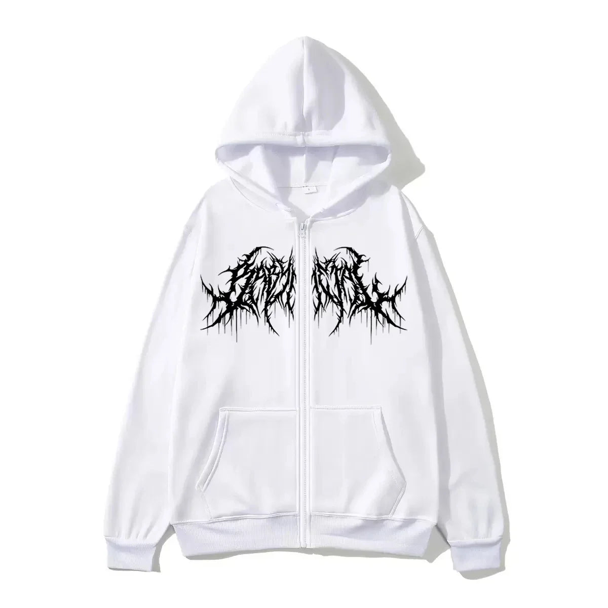Men's Y2K Graphic Zip-Up Hoodie, Gothic Style