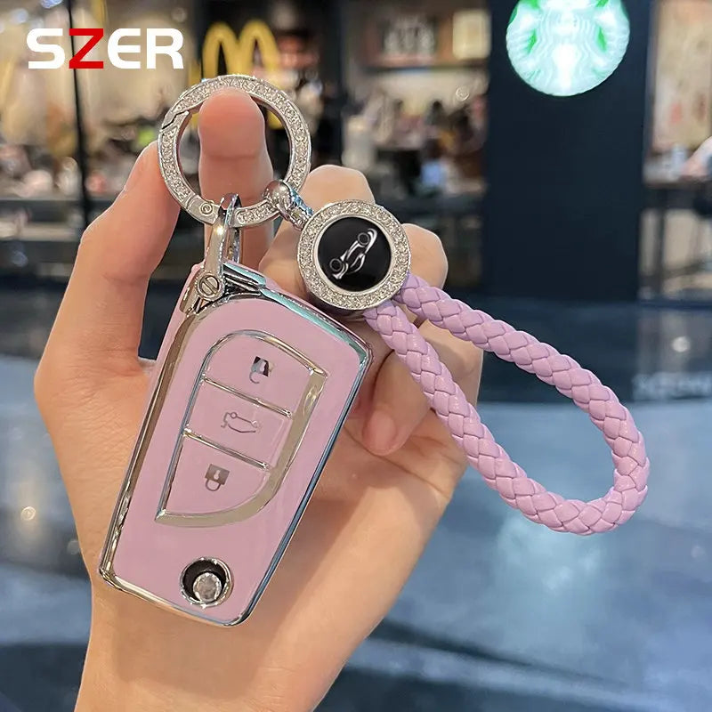 Soft TPU Car Flip Key Case Cover Shell Keychain For Toyota Corolla Altis Auris Aygo Yaris Camry RAV4 Verso TC IM Fob Accessories