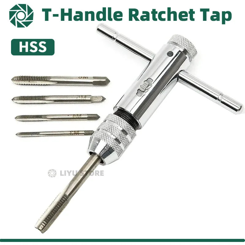LIYU Adjustable T Handle Ratchet Tap Reamer Hand Manual Wrench M3 M4 M5 M6 M8 Metric Machine Screw Thread Plug Tool