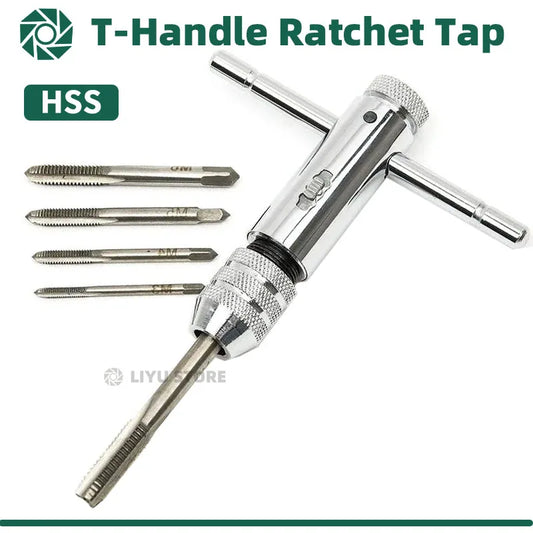 LIYU Adjustable T Handle Ratchet Tap Reamer Hand Manual Wrench M3 M4 M5 M6 M8 Metric Machine Screw Thread Plug Tool