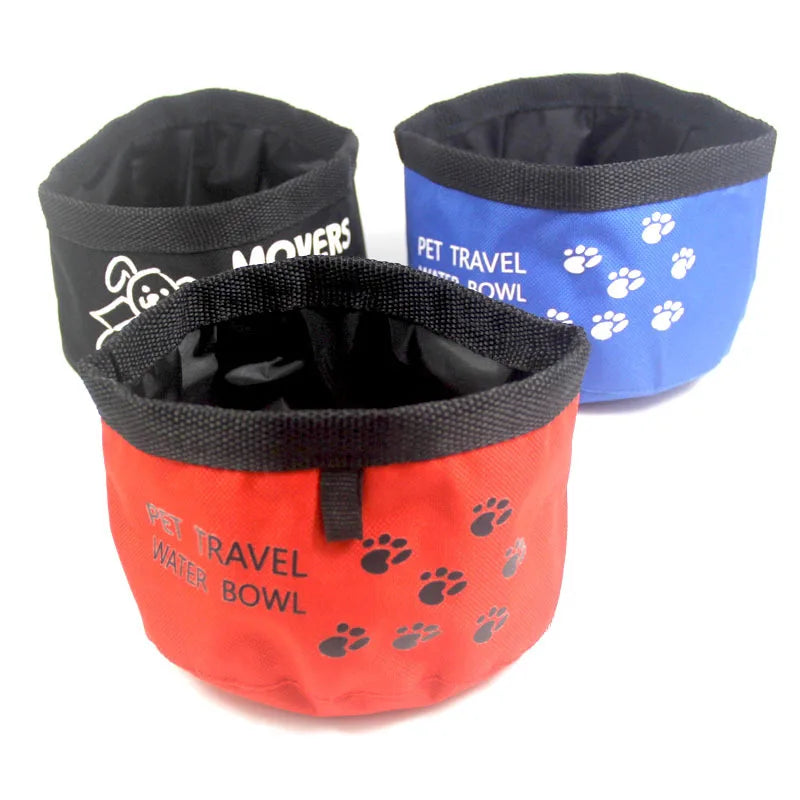 Foldable Oxford Dog Bowl - Outdoor Hiking Travel Feeder