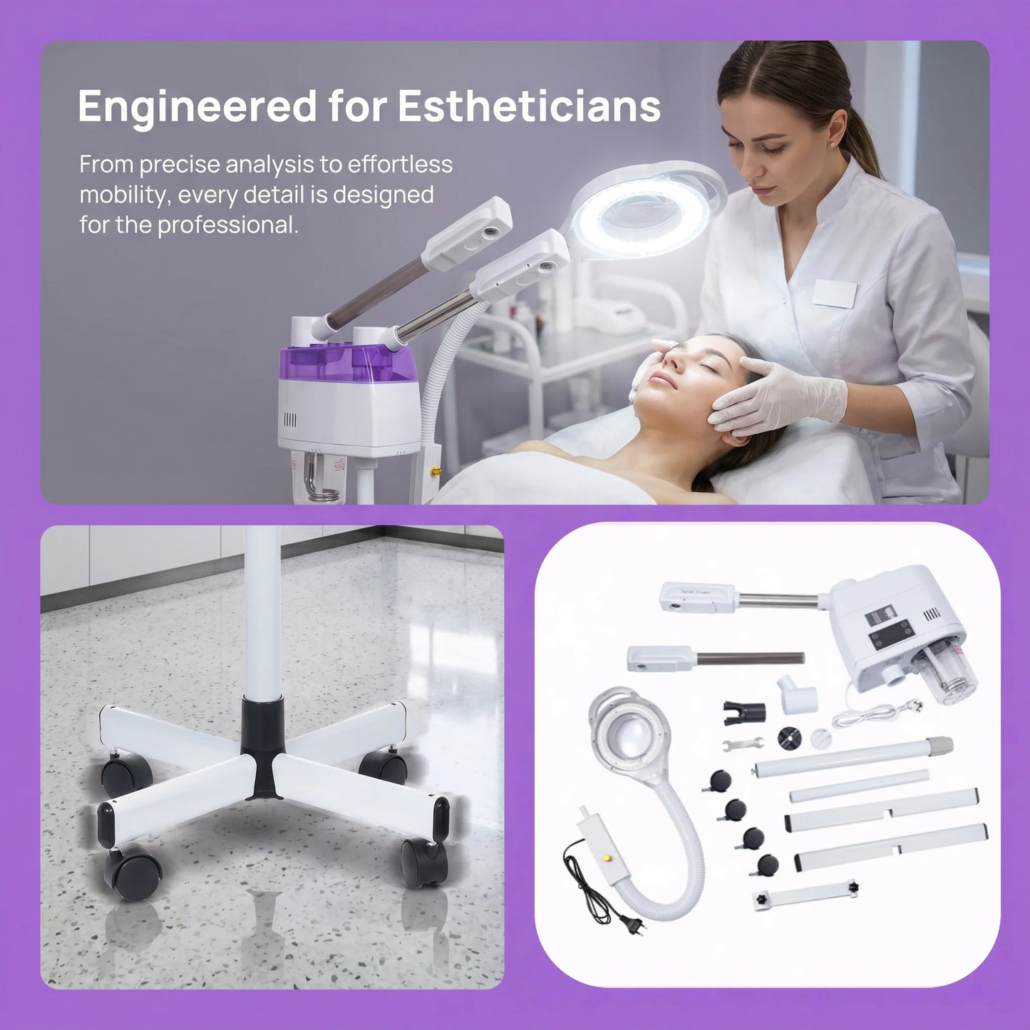 Facial Steamer with Magnifying Lamp, 2 in 1Steamer for Face Professional, Professional Facial Steamer for Esthetician, Salon