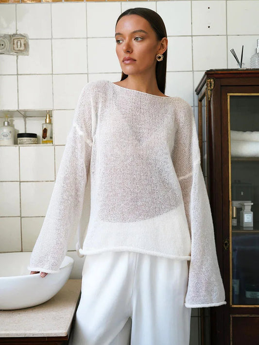 Women's Hollow-Knit Jumper - Loose Elegant Pullover
