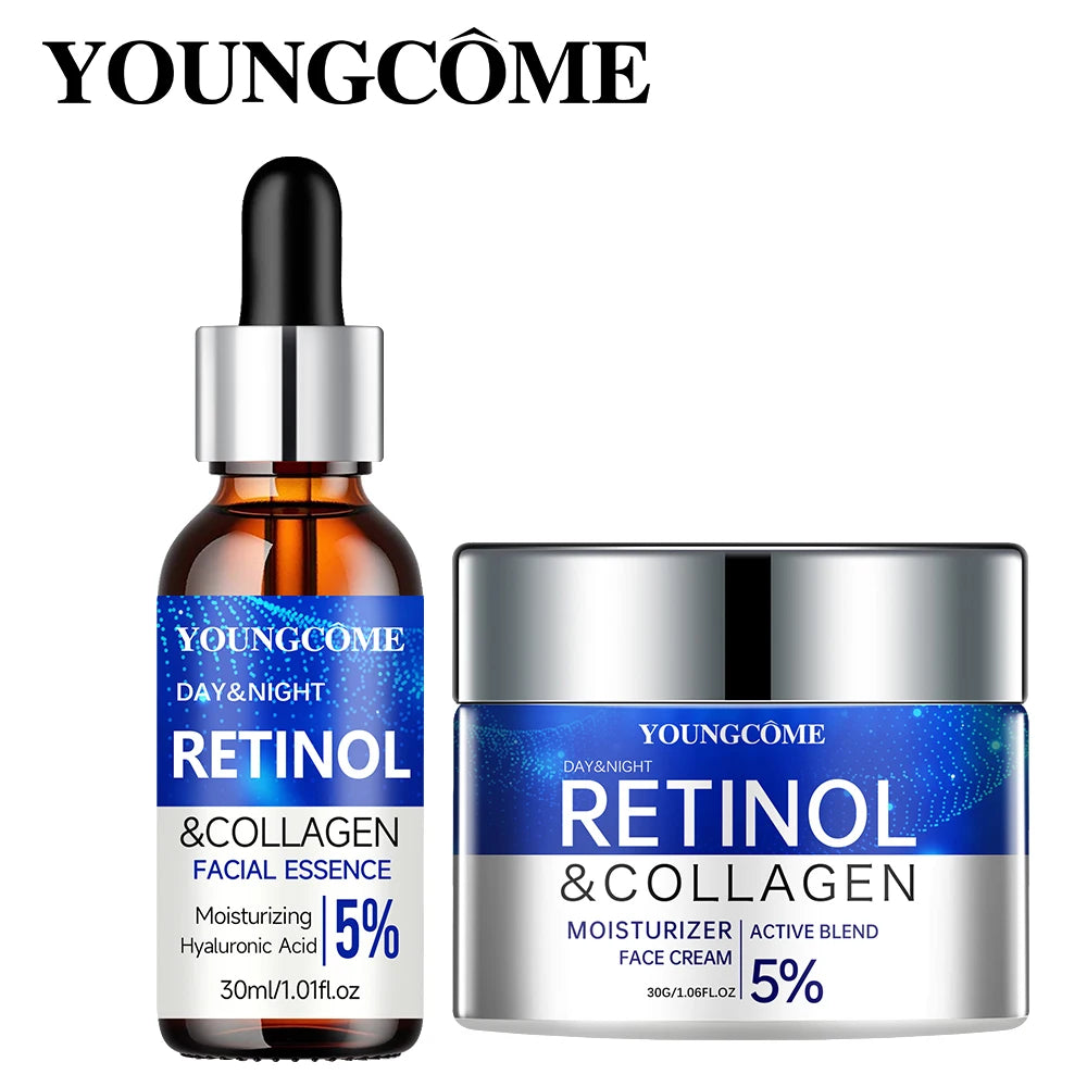 YOUNGCOME Retinol Cream & Serum Combo Set – Locks In Moisture, Repairs Skin, Smooths Wrinkles & Increases Elasticity | Anti-Aging Face Care for Women