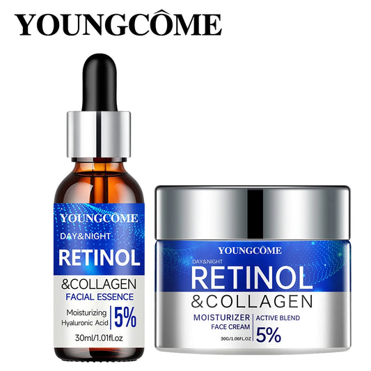YOUNGCOME Retinol Cream & Serum Combo Set – Locks In Moisture, Repairs Skin, Smooths Wrinkles & Increases Elasticity | Anti-Aging Face Care for Women
