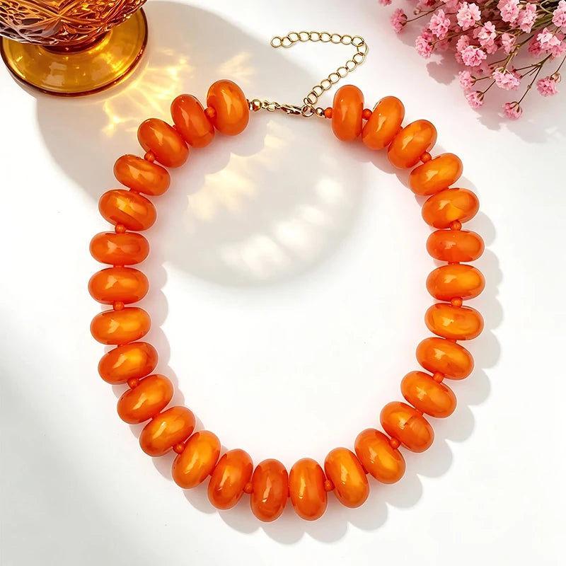1pc Bohemian Fashion Casual Dopamine Acrylic Bead Necklace Charms Chunky Jewelry Suitable for Women