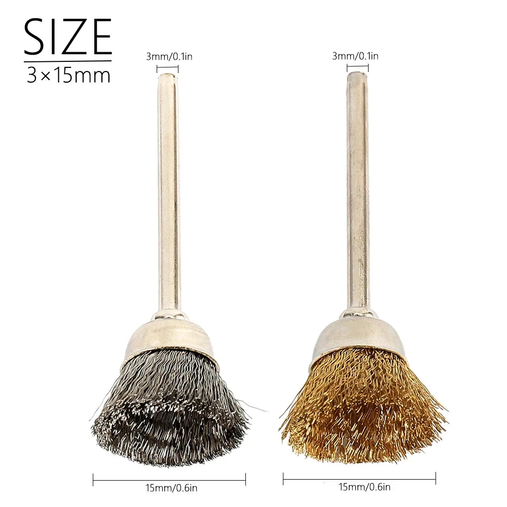 36Pcs Brass Brush Steel Wire Wheels Brushes Drill Rotary Tools Polishing Rotary Tools Metal Rust Removal Brush Set