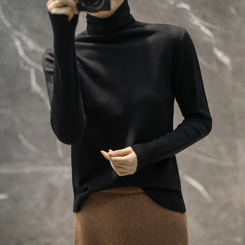 Women's Slim Fit Turtleneck Sweater - Long Sleeve Knit Pullover - photo 14