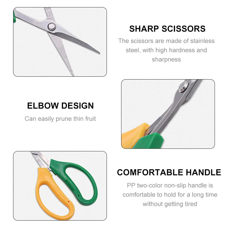 Garden Pruning Shears – Curved-Blade Fruit & Flower Clippers with Soft Ergonomic Handles