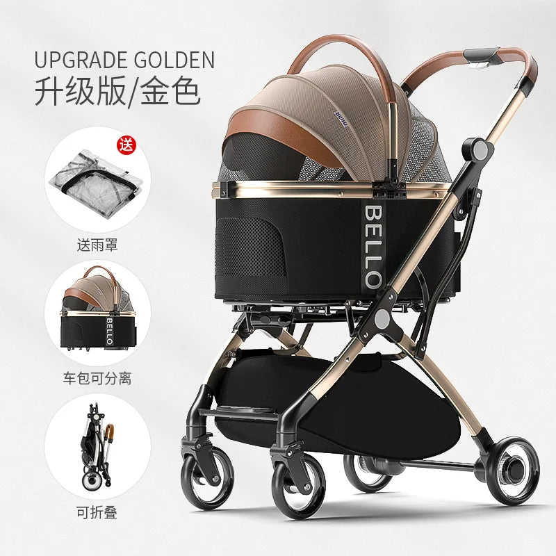 Foldable Pet Trolley Stroller - Large Breed Travel Carrier – photo 7