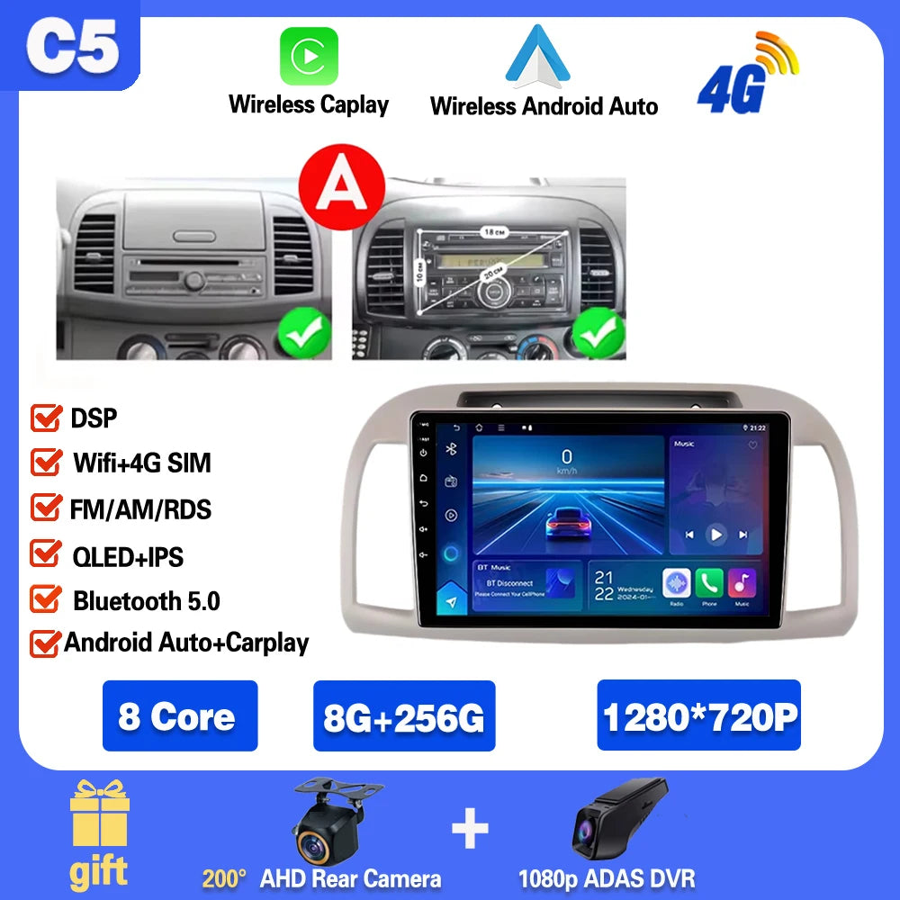Android 15 For Nissan March Micra K12 2002 -2010 Car Radio Stereo Multimedia WIFI Wireless Carplay Android Auto Navigation 4G BT