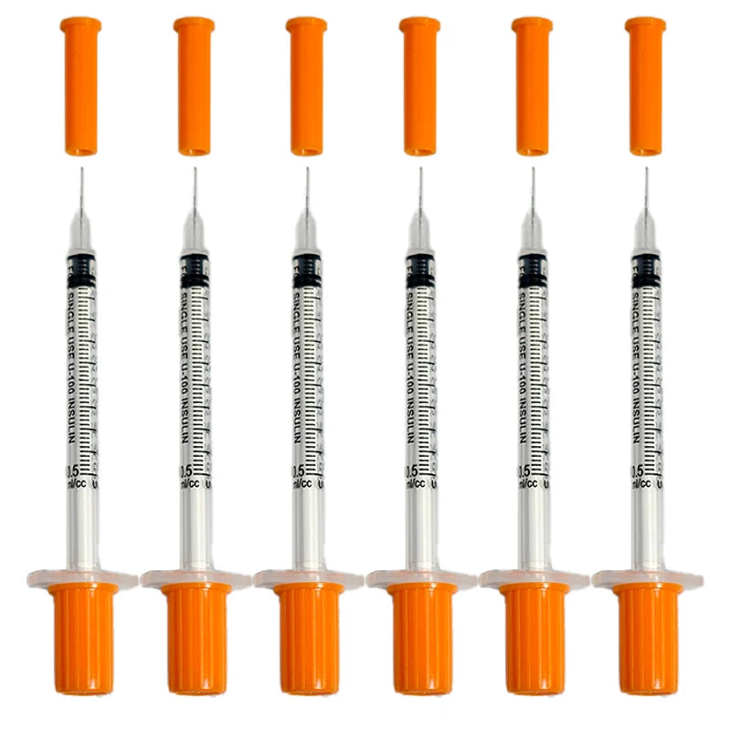 100pcs 1ml/cc Disposable Sterile Orange Insulin Syringe With 30G 8mm Needle, Individually Packed for Feeding Pets