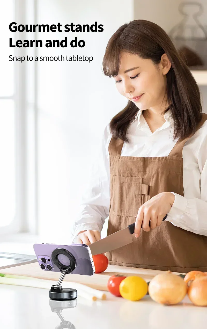 2026 Strong Magnetic Car Phone Holder Foldable Design 360° Adjustable Vacuum Mount For Car/desk/bathroom/universal Use