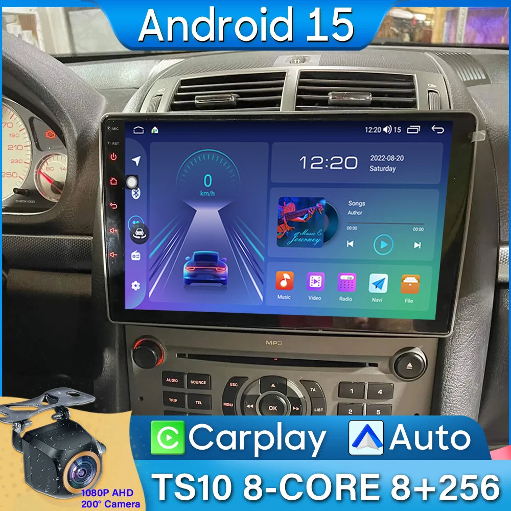 9" Android Car Stereo for Peugeot 407 (2004–2011) — CarPlay, Android Auto, GPS, 2K Display, 4G
