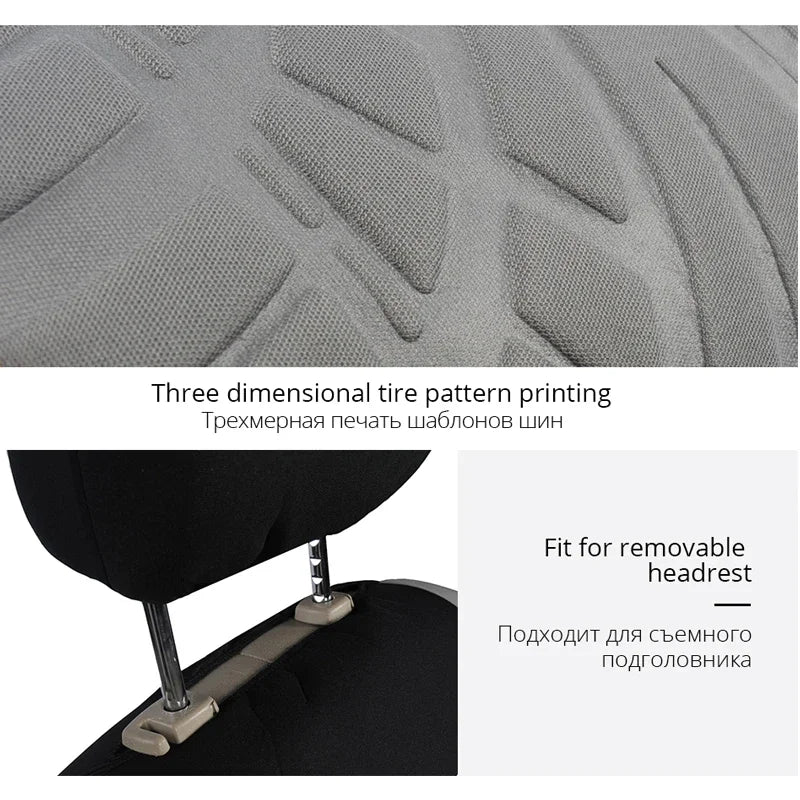 Universal Car Seat Covers 5 Pc Set with Tire Track Detail