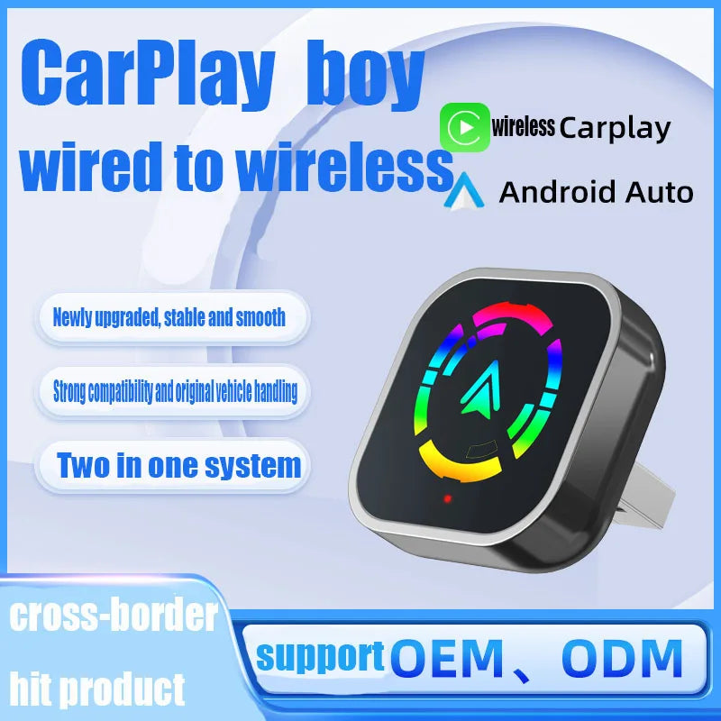 2025 New Wireless Carplay Adapter with Wireless Android Auto Voice Control 2-in-1 Intelligent Automatic WiFi Connection Suitabl