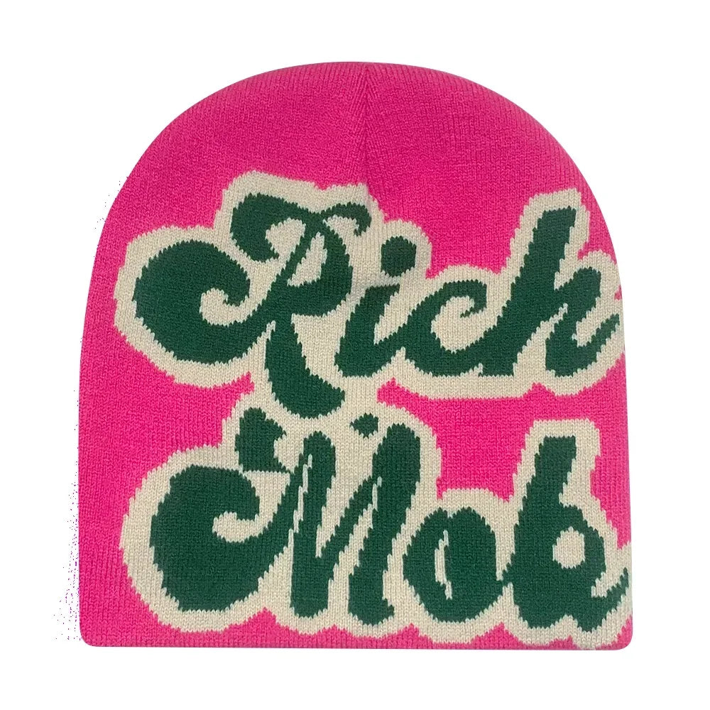 Y2K Letter Knit Beanie, Warm Ski Hat