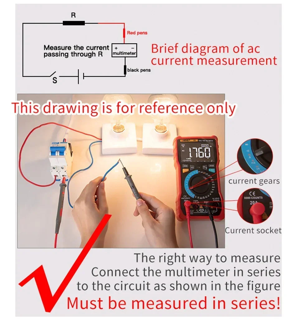 Smart Digital Multimeter Automatic 1999 Count AC/DC Current Voltage Handheld ANENG DM850 Buzzer Resistance Diode Electrician Tes