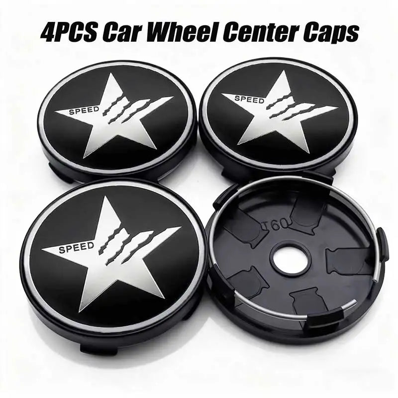 4pcs 56MM 60MM Car Wheel Hub Center Caps Rim Cover SPEED Star Logo Badge Emblem Stickers Universal Car Styling Accessories