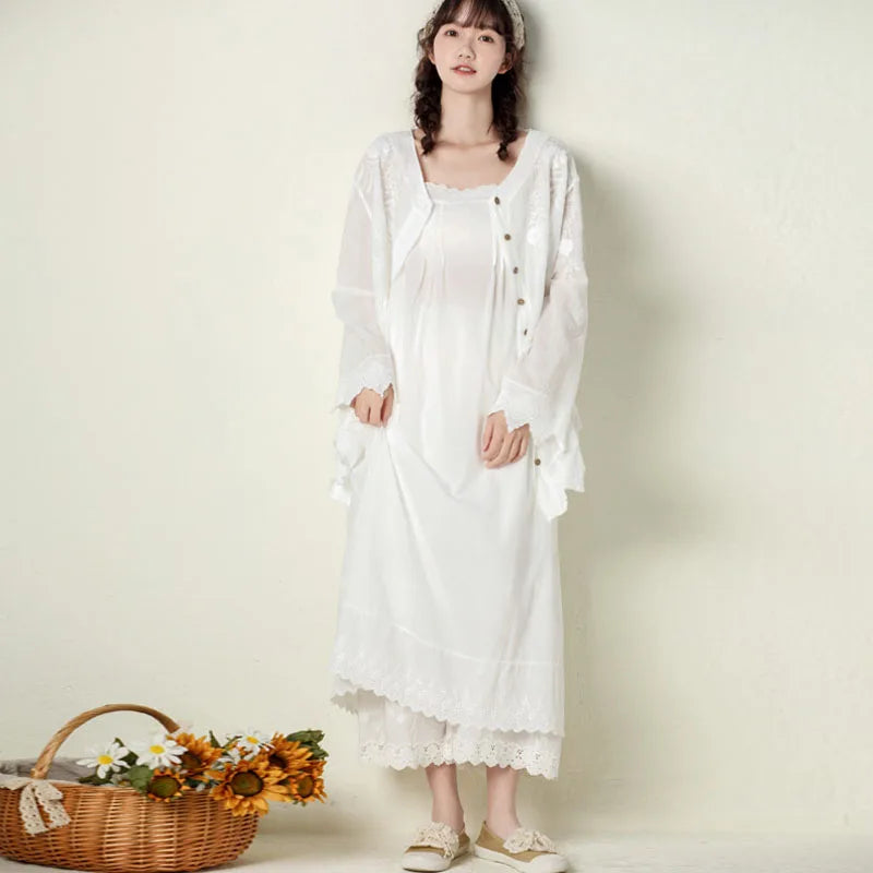 Johnature 2026 Summer New Japanese Casual Spaghetti Strap Thin All Match Dress For Women Solid Color Cotton Female Dresses
