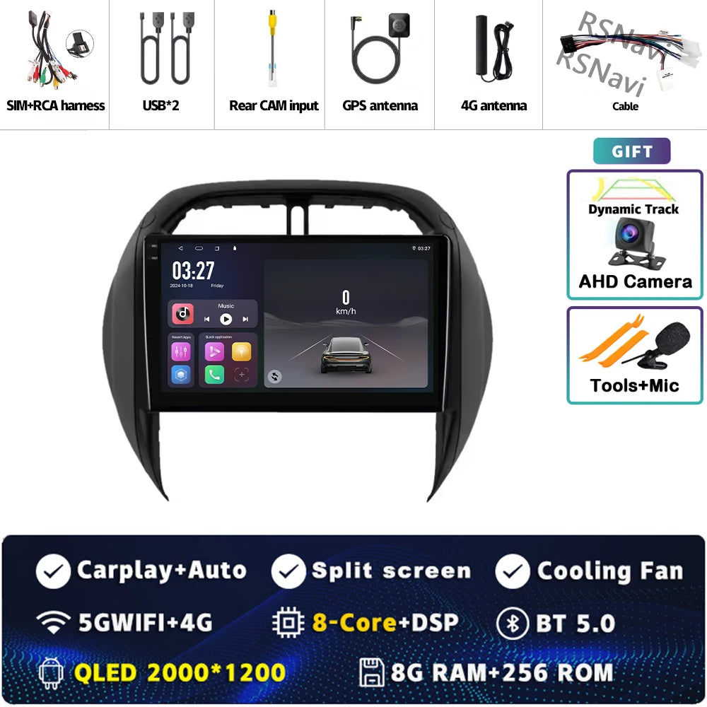 Android 16 For Toyota RAV4 2 CA20 CA20W XA20 2003 - 2005 2K QLED Stereo Car Radio Multimedia Video Player GPS 4G CarPlay
