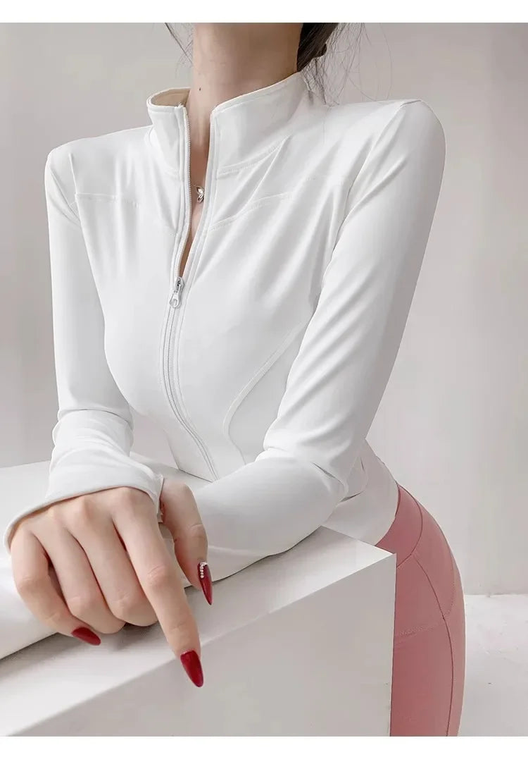 Women's Quick-Dry Yoga Jacket, Slim Zip-Up