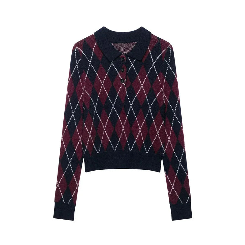 Women's Sweater 2026 New Autumn Winter Long Sleeve Diamond Knit Sweater for Women Fashion Personality Chic Women Pullover Top