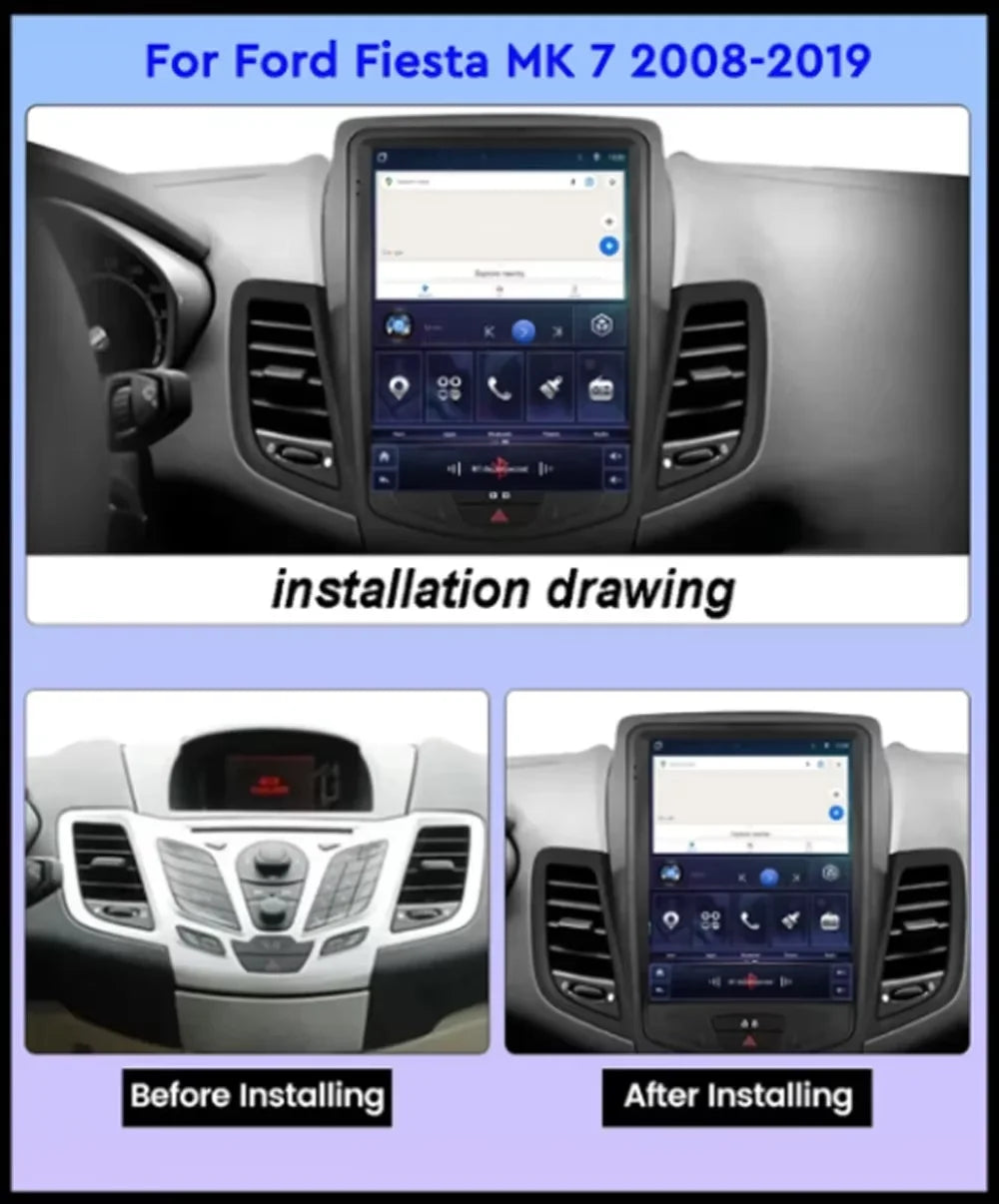 9.7" Android Car Stereo for Ford Fiesta MK6/MK7 (2009–2017) — Wireless CarPlay & Android Auto, QLED, 5G WiFi, GPS