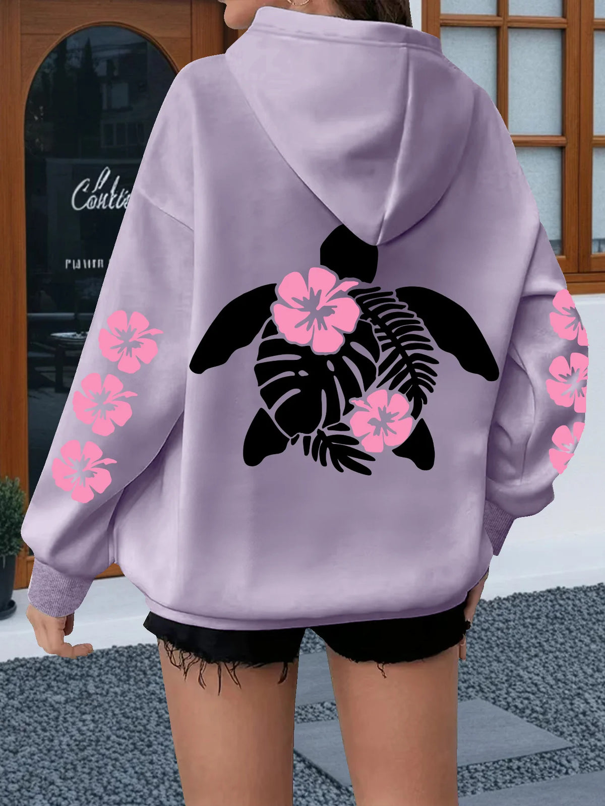 Women's Animal Print Hooded Sweater - Casual Pullover Top - photo 3