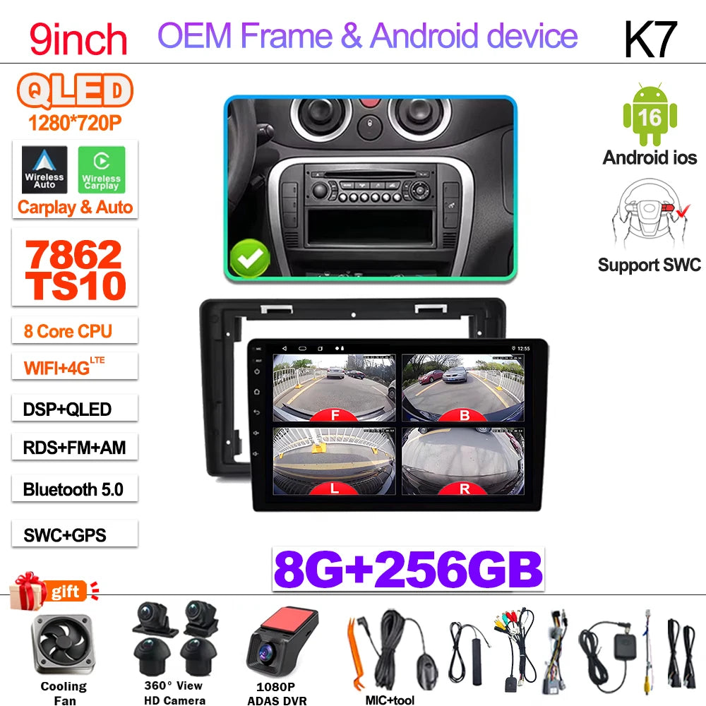 For Citroen C2 C3 2001 2002 2003 - 2010 Android 16 Auto Radio Stereo Multimidia Player Gps Navigation Carplay Dvr Touch Screen