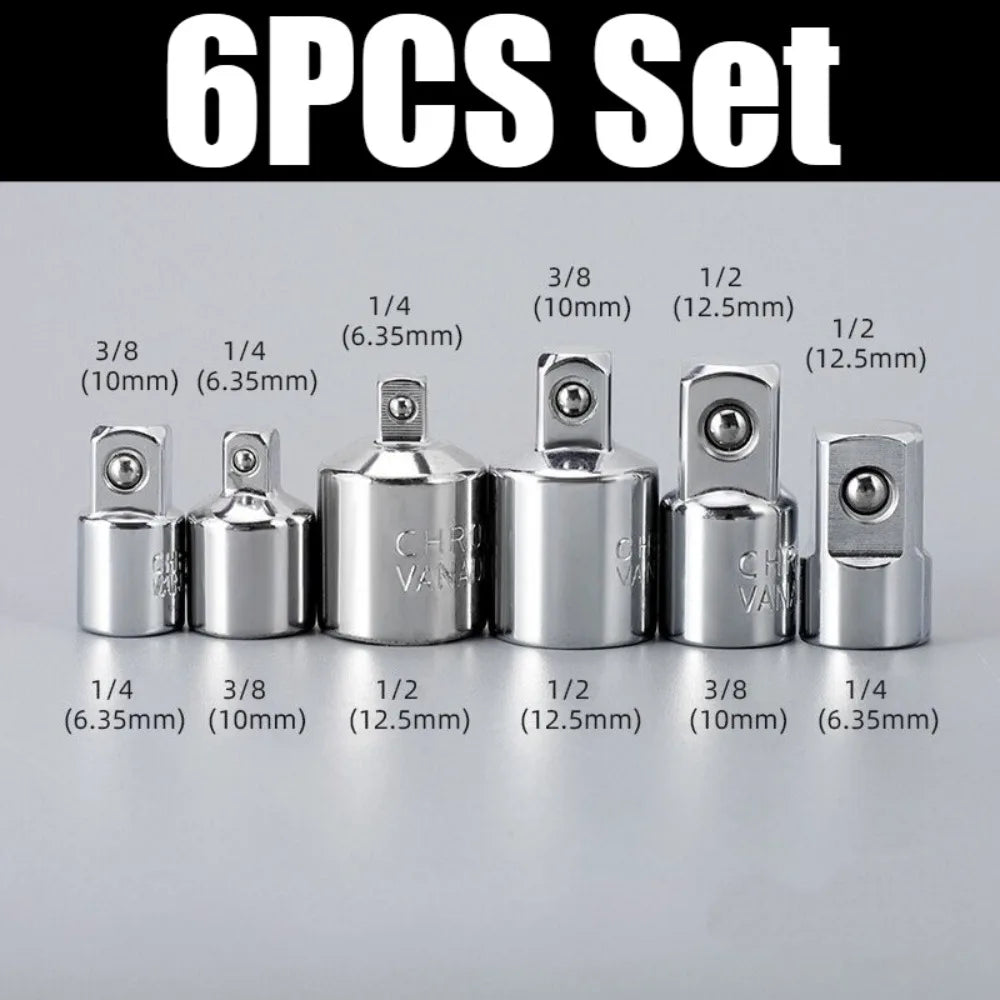 Socket Wrench Adapter, Square Ratchet Reducer Set Drill Sockets Bit Hex Holder 1/2 to 3/8 to 1/4 Double Head Conversion Kit