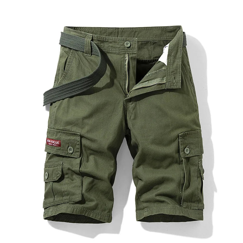 Men's Plaid Cargo Beach Shorts — Multi-Pocket Casual Bermuda Shorts