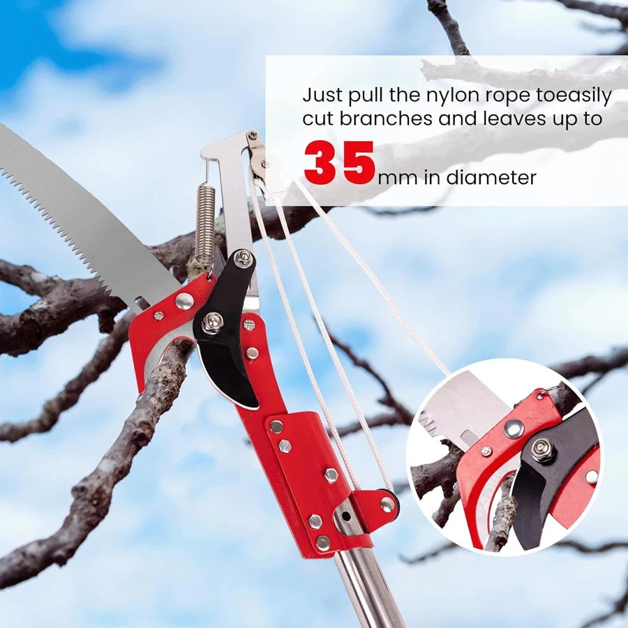 MMAlto High Altitude Bypass Pruning Shear – Telescopic Pole Pruner with Saw & Hedge Clipper | 65Mn Steel | Anti-Slip Ergonomic Handle