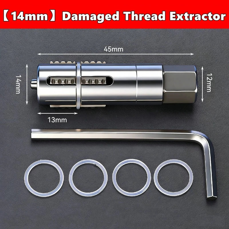 Faucet & Angle Valve Broken Thread Extractor Set — 12 mm and 14 mm Screw Remover