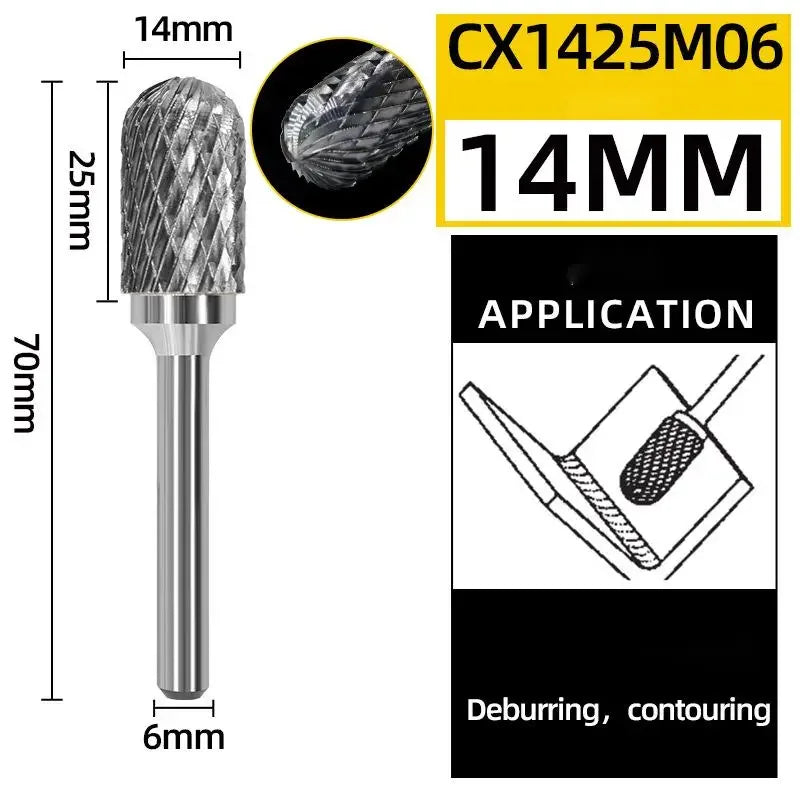 6mm Tungsten Carbide Rotary Burr File Set — Die Grinder Bits for Metal