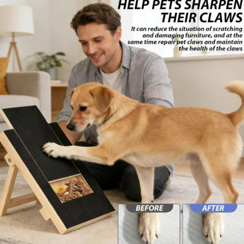 Wooden Dog Nail Scratch Board with Treat Box