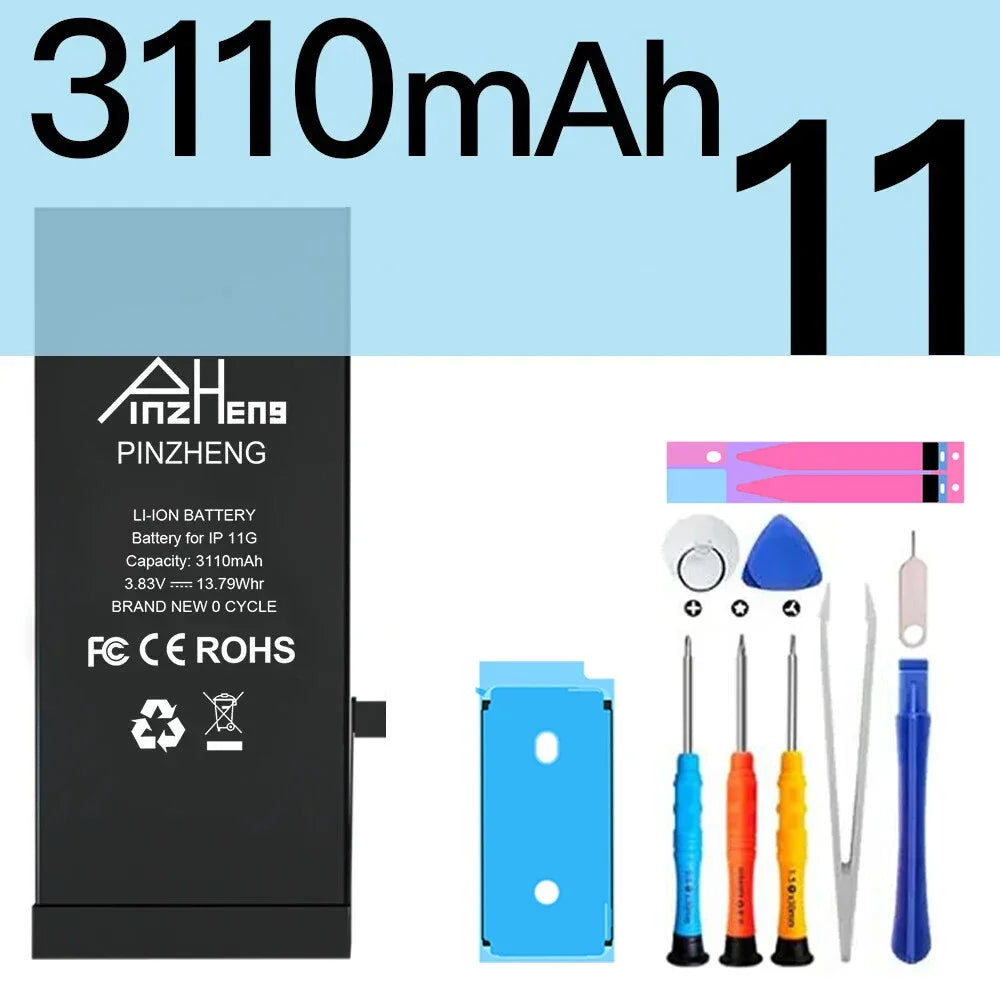 PINZHENG High Capacity Replacement Battery for iPhone X, XR, XS, 11, 12, 13 Mini Max Pro – 1-Year Warranty