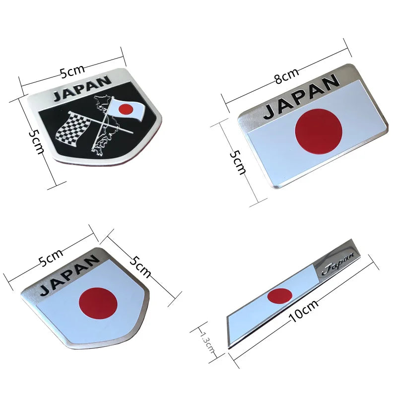 3D Aluminum JAPAN National Flag Map Car Motorcycle Styling Badge Emblem Decal Sticker For Toyota Honda Suzuki Nissan Lexus Mazda