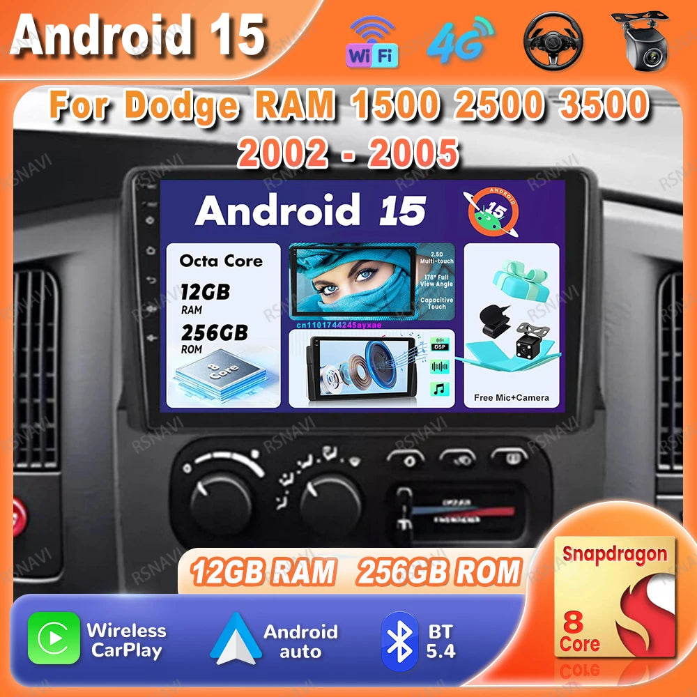 Android 15 Car Radio for 2002-2005 Dodge RAM - CarPlay & GPS