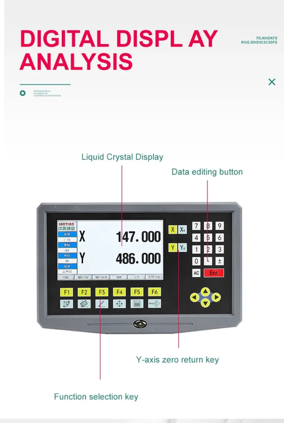 LCD DRO  Display YH800-2 2 Axis  19 language AC90-260V Displacement sensor  50-1000mm Linear Scale Encoder Grating Ruler