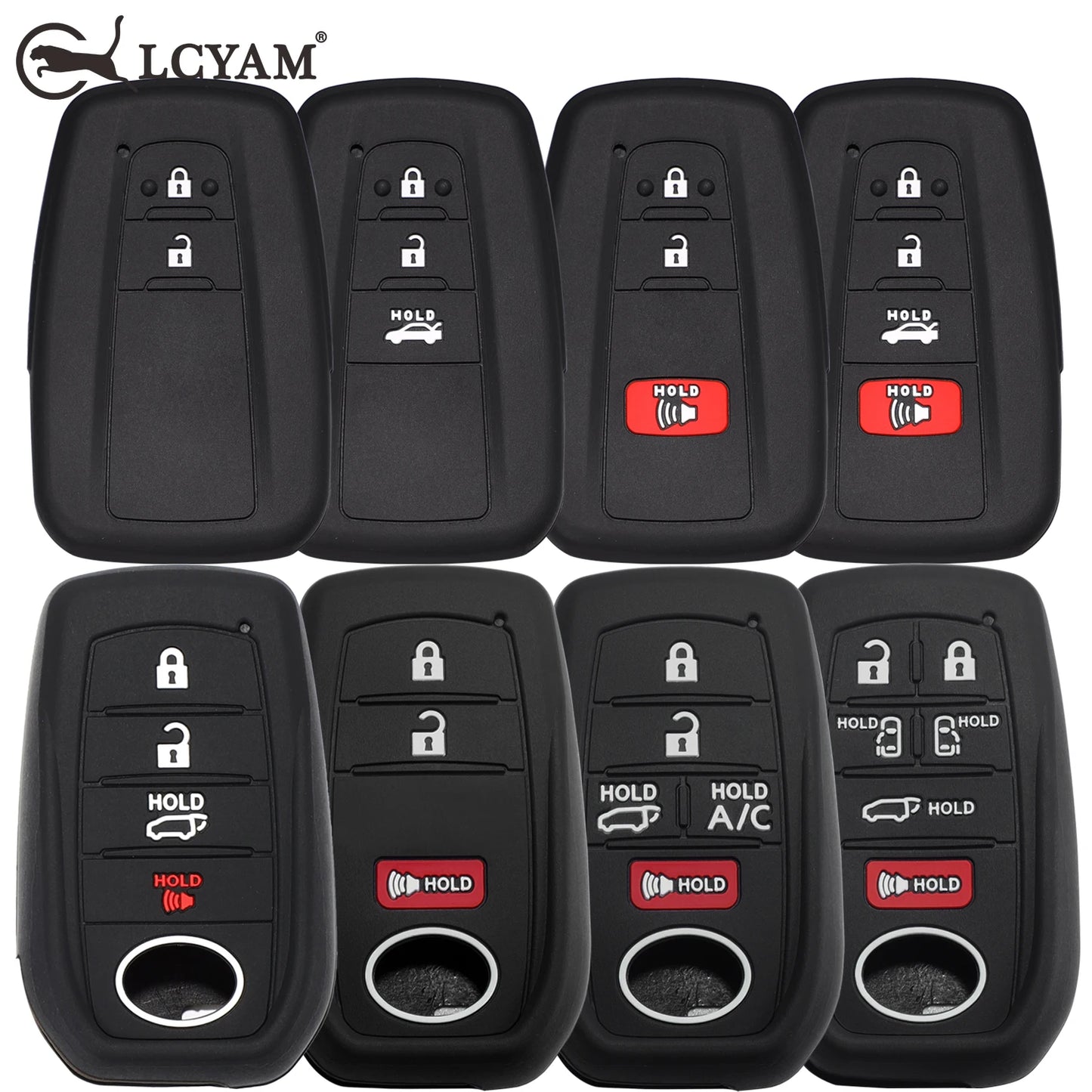 Lcyam Key Fob Cover Case Remote Protector Smooth Silicone Fits for Toyota Rav4 Corolla Camry Hilux Car Accessories Key Cover