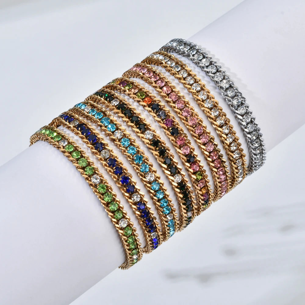 Woven Cubic Zirconia Bracelet — 18K Gold-Plated Stainless Steel